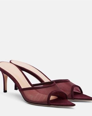Gianvito Rossi Pointy 70 Suede And Organza Mules - Red