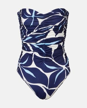Cala De La Cruz Printed Strapless Swimsuit - Blue
