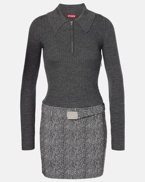 STAUD Platt Belted Minidress - Grey
