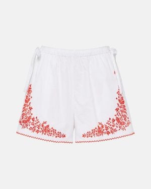 ALÉMAIS Hearts-Embroidered Cotton Shorts - Pink