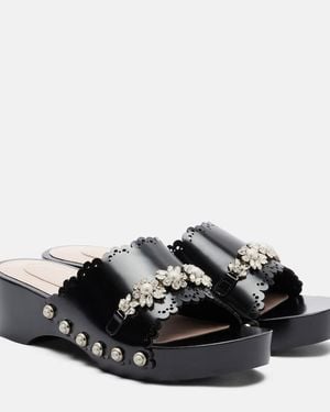 Simone Rocha Zuecos De Piel Adornados - Negro