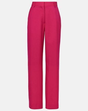 Dries Van Noten Wool And Mohair Twill Straight Pants - Pink