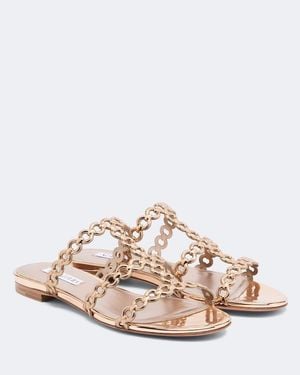 Aquazzura Infinity Chain Mirrored Leather Sandals - Pink