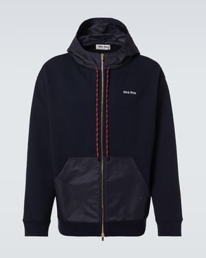 Miu Miu Cotton Zip-Up Hoodie - Blue