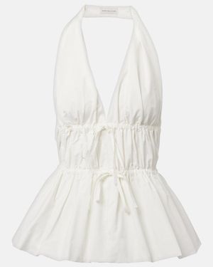 Dries Van Noten Gathered Halterneck Top - White