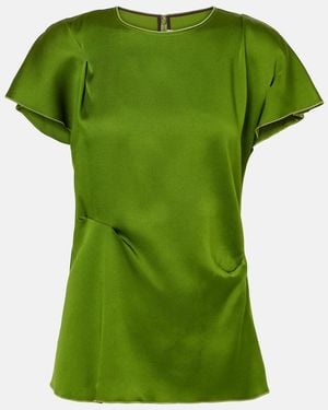Victoria Beckham Asymmetrical Pleated Blouse - Green