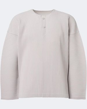 Homme Plissé Issey Miyake Monthly Colors: September Pleated Henley Shirt - Grey