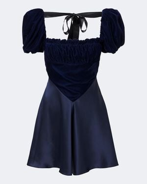 Rodarte Minikleid Aus Seidensatin Und Samt - Blau