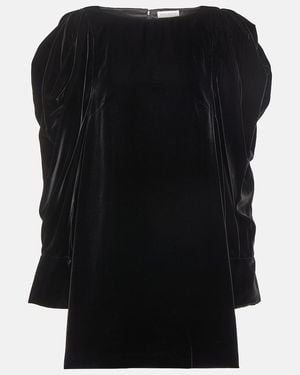 Nina Ricci Puff-Sleeve Velvet Minidress - Black