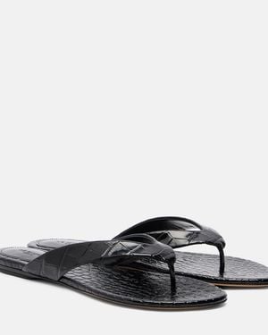 Le Monde Beryl Croc-Effect Leather Thong Sandals - Brown