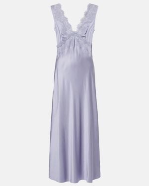 RIXO London Lysandra Lace-Trimmed Satin Maxi Dress - Purple