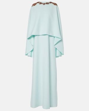 Costarellos Elin Embellished Caped Crepe Gown - Blue