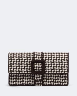 Manolo Blahnik Maycap Houndstooth Clutch - Black