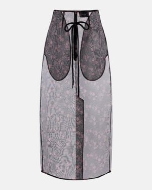 Simone Rocha Floral Midi Skirt - Gray