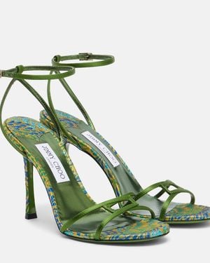 Jimmy Choo Sandalen 1998 Leo Aus Satin - Grün