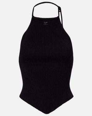 Courreges Top Aus Rippstrick - Schwarz