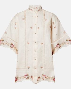 Zimmermann Patience Floral Linen Shirt - Natural