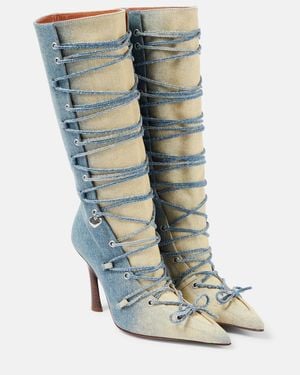 Acne Studios Bitten Denim Knee-High Boots - Blue
