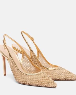 Gianvito Rossi Nikki Leather-Trimmed Slingback Court Shoes - Natural