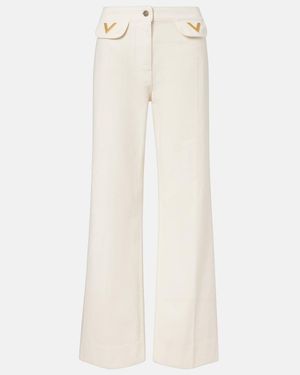 Valentino Vgold Mid-Rise Wide-Leg Jeans - White