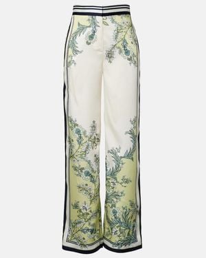 Veronica Beard Grigore Floral Twill Palazzo Pants - Green