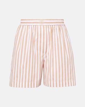 Brunello Cucinelli Striped Cotton And Silk Bermuda Shorts - Pink