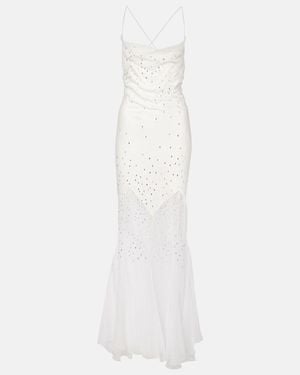 Rabanne Embellished Sheer Gown - White