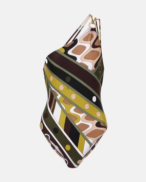 PUCCI Vivara One-Shoulder Swimsuit - Metallic