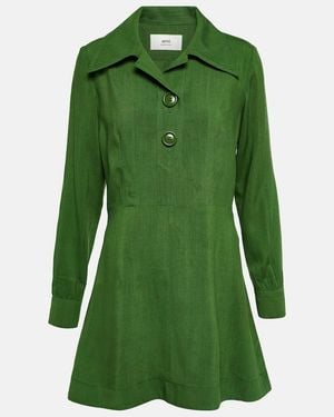 Ami Paris Silk-Blend Minidress - Green