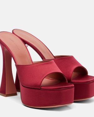 AMINA MUADDI Dalida 140 Satin Platform Mules - Red