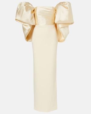 Solace London Floris Strapless Satin And Crepe Gown - White