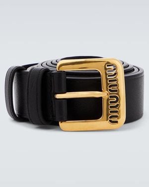 Miu Miu Logo Leather Belt - Black