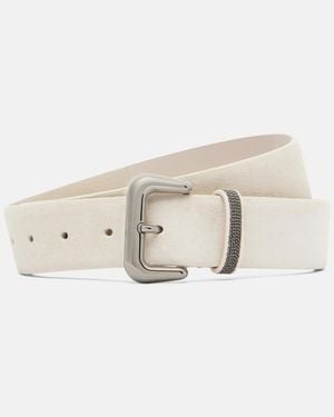 Brunello Cucinelli Monili Suede Belt - Natural