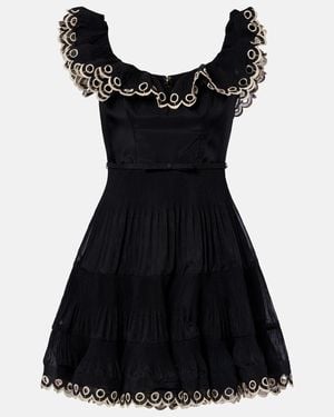 Zimmermann Embroidered Ruffled Minidress - Black
