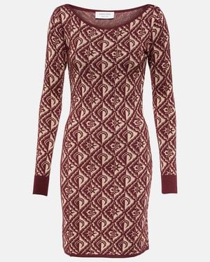Marine Serre Moon Diamant Jacquard Knit Mini Dress - Red