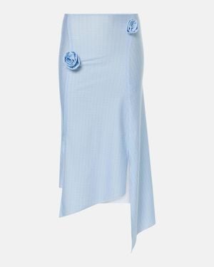 Coperni Floral-Applique Asymmetric Midi Skirt - Blue
