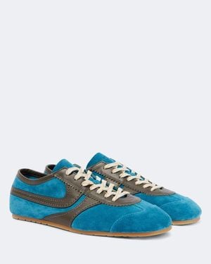 Dries Van Noten Leather-Trimmed Suede Trainers - Blue