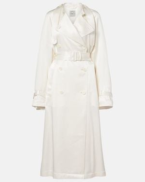 TOTEME Belted Double-Breasted Satin Trench Coat - Natural