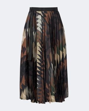 Sacai X A.P.C. Plisse Printed Midi Skirt - Black