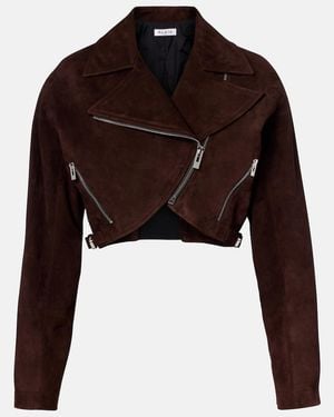 Alaïa Veste Biker Courte En Daim - Marron