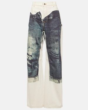 Jean Paul Gaultier Tattoo Collection Trompe L'Oeil Wide-Leg Jeans - Blue