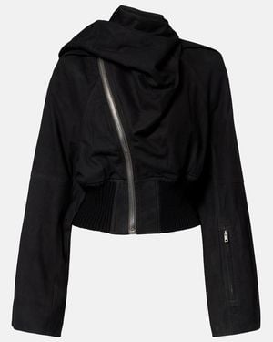 Rick Owens Scarf Flight Leather Jacket - Black