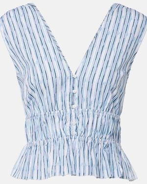 Velvet Verena Striped Cotton-Blend Top - Blue
