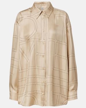 TOTEME Embroidered Silk Satin Shirt - Natural