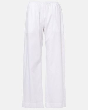 Leset Yoko Mid-Rise Cotton Wide-Leg Pants - White