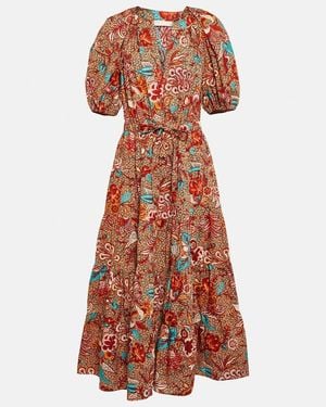 Ulla Johnson Olina Printed Cotton Midi Dress - Orange