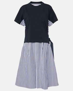 Sacai Hemdblusenkleid Aus Baumwolle - Blau