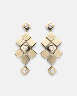 Ileana Makri Tile Temple 18Kt Drop Earrings With Diamonds - Metallic