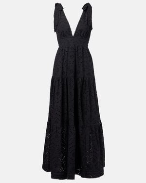 Poupette Perla Embroidered Cotton Maxi Dress - Black