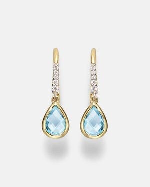 Mateo 14Kt (585/1000) Drop Earrings With Topaz And Diamonds - Blue